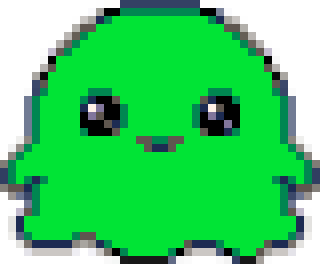 a slime rebuilt at 40 art pixels, locked to the PICO-8 palette